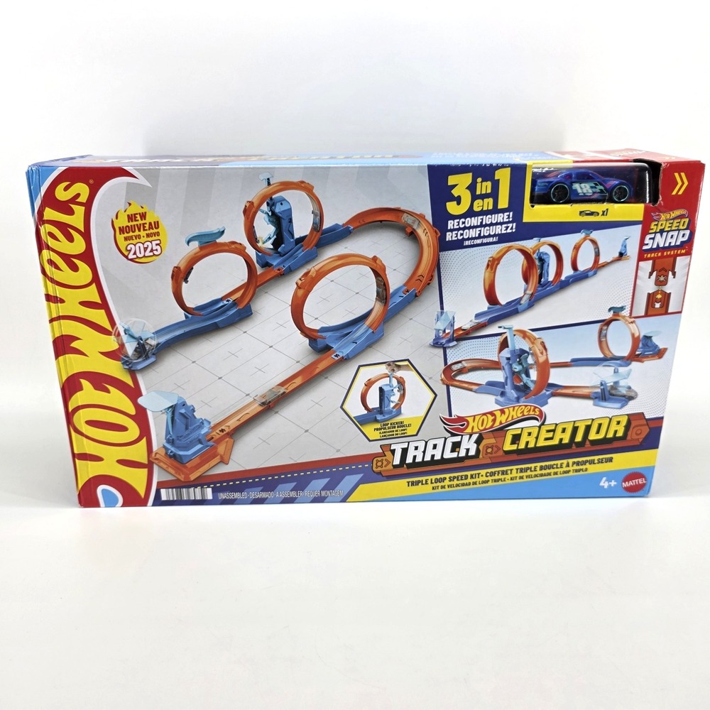 Mattel Hot Wheels Track Creator Triple Loop Speed Kit 3 In 1 Playset Toy Car